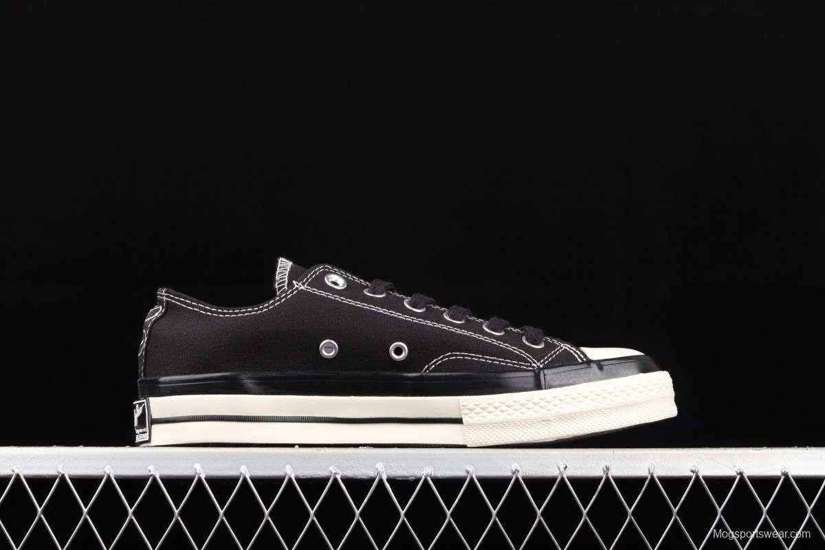 Fragment x Moncler x Converse 1970 S Fujiwara Hiroshi Fujiwara Lightning co-signed Chen Weiting the same black-and-white graffiti classic low-top canvas shoes 172320C