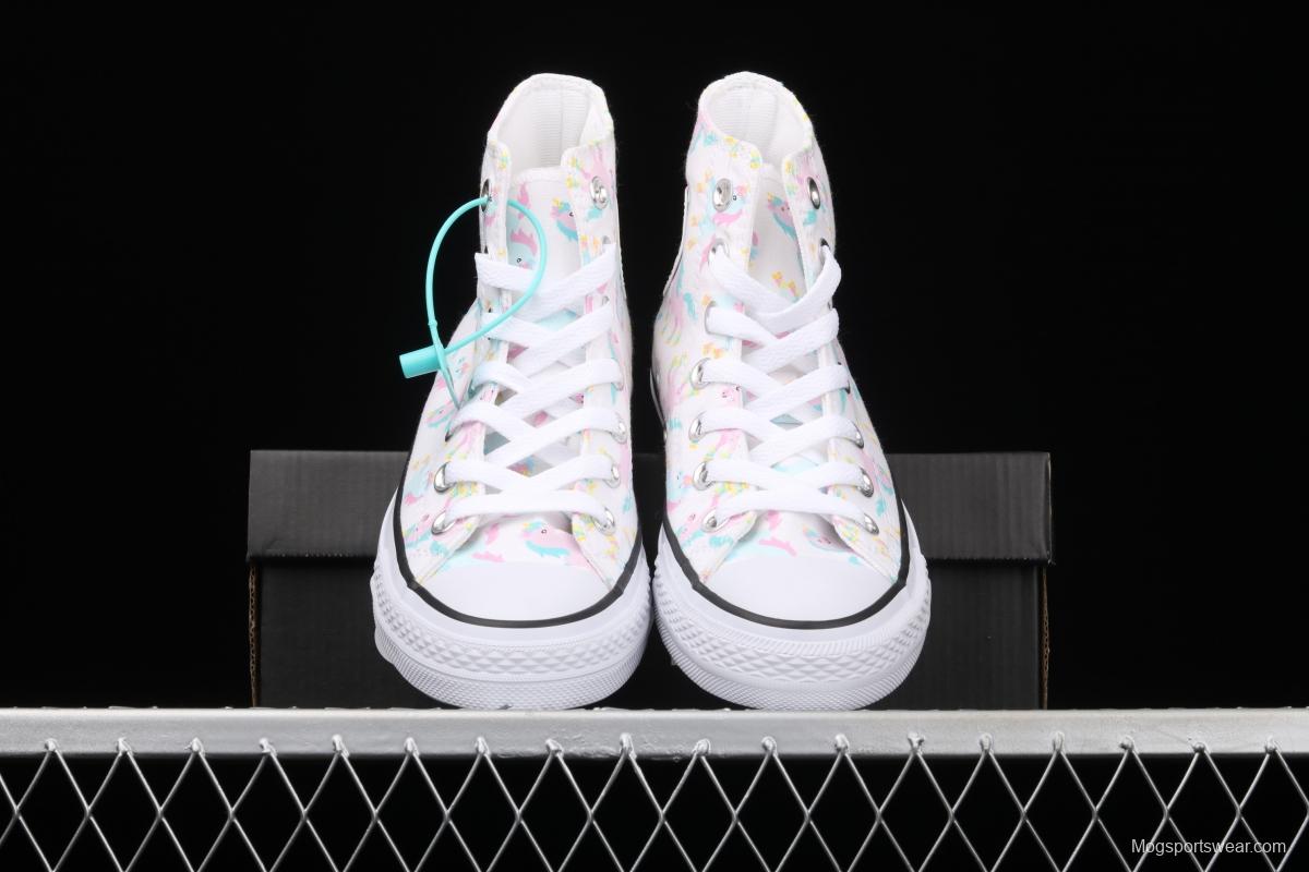 Converse Taylor Converse unicorn printed white high-top casual board shoes 669816C