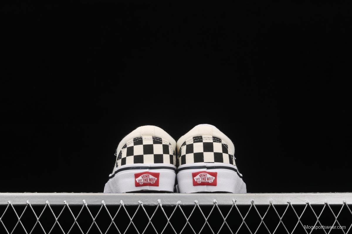 Vans Asher black and white checkerboard plaid Loafers Shoes retro low upper canvas casual shoes VN000SEQIPD