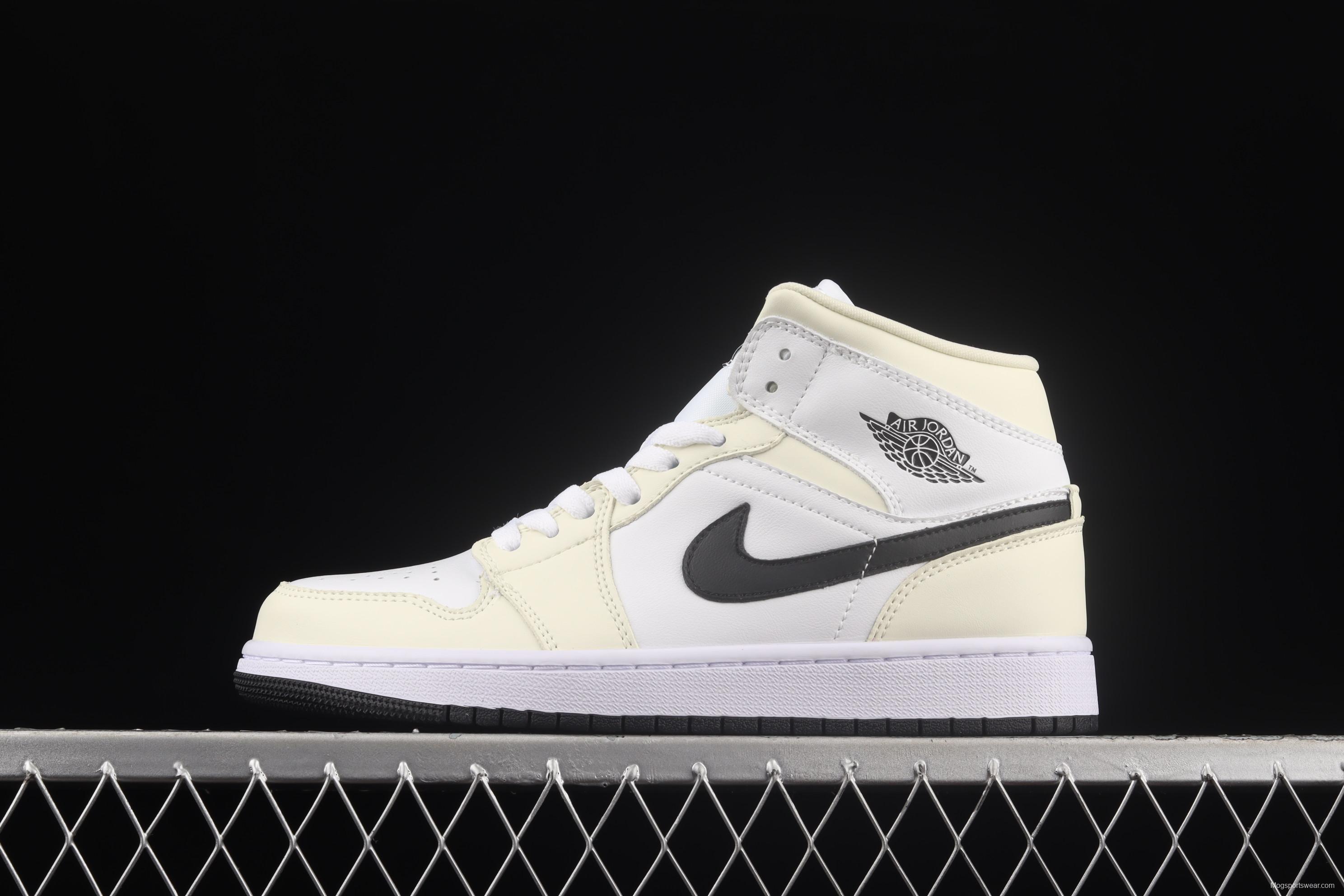 Air Jordan 1 Mid white apricot cream Zhongbang basketball shoes BQ6472-121