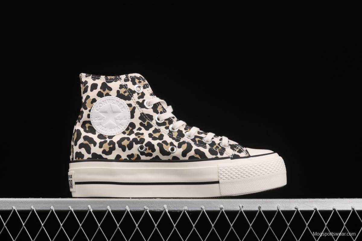 Converse All Star Lift classic leopard print thick-soled high-upper canvas shoes 570915C