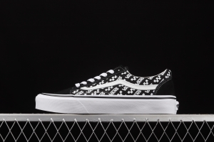 Vans Old Skool black checkerboard side printed striped letter low upper board shoes VN0A4U3BTEZ