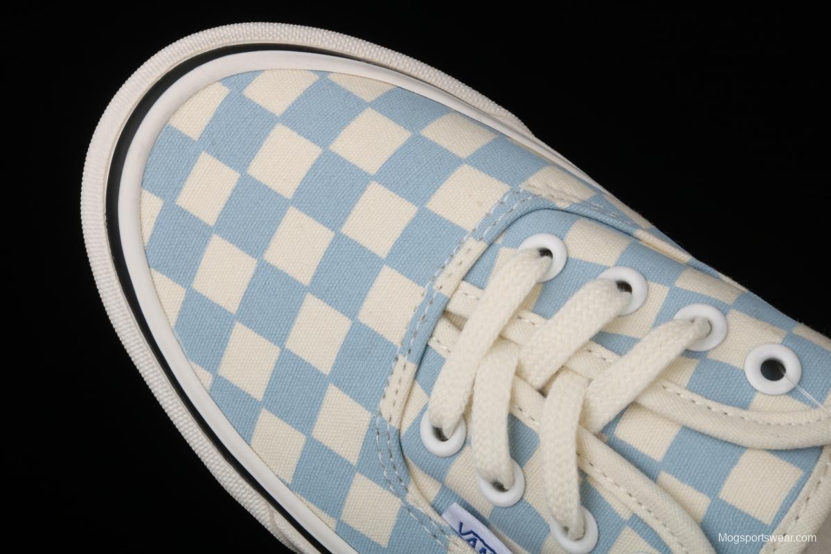 Vans Authentic 44 DX Anaheim milk blue and white checkerboard plaid low upper canvas shoes VN0A54F241J