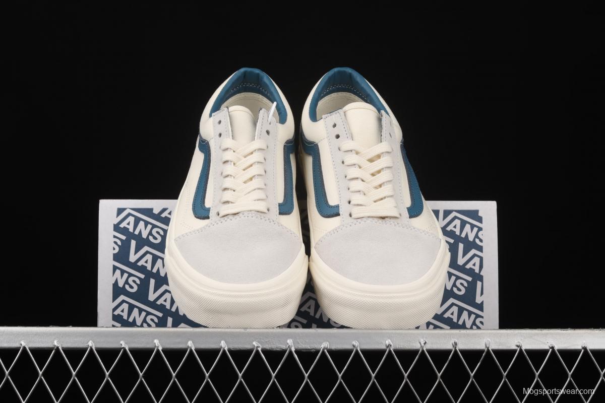 Vans Old Skool Lx white suede inner blue leather spliced canvas retro casual shoes VN0A38G1QKK