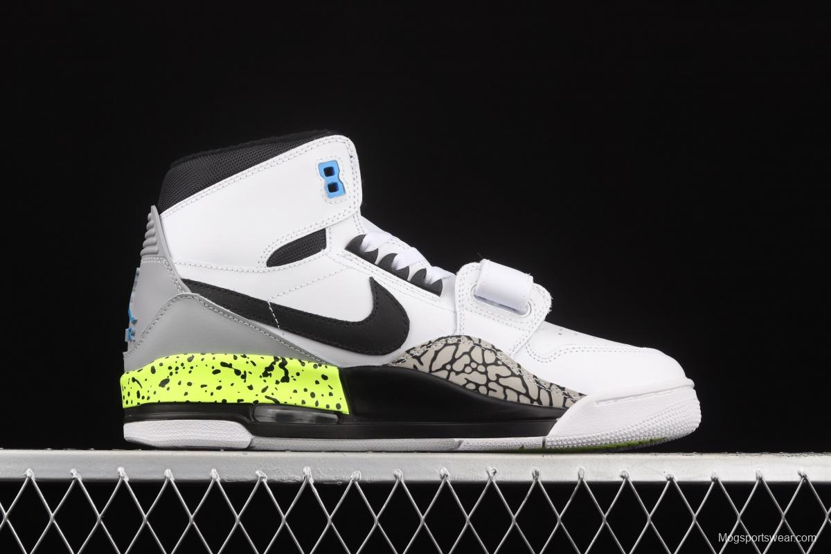 Jordan Legacy 312White and black ink spray green Velcro three-in-one board shoes AV3922-107,