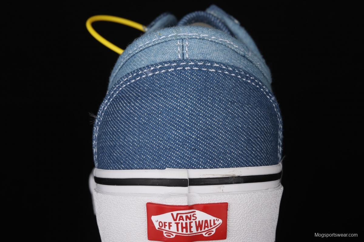 Vans Style 36 half-moon Baotou water wash color denim blue ultra-thin canvas vulcanized board shoes VN0A38G1Q70