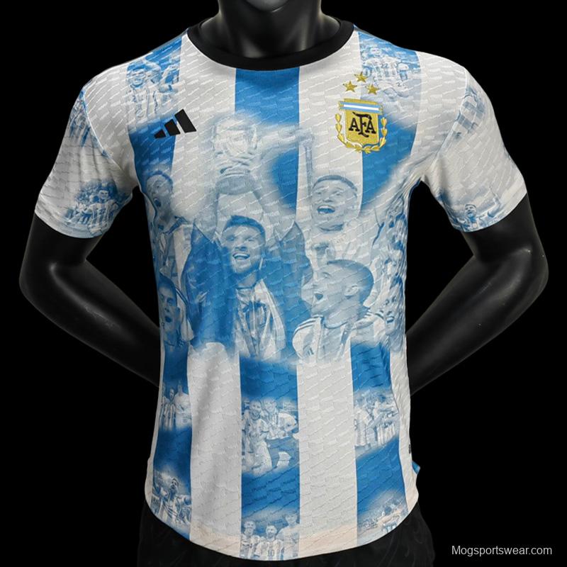 Player Version 3 Stars 2022 Argentina Campeones Mundo Home Special Jersey