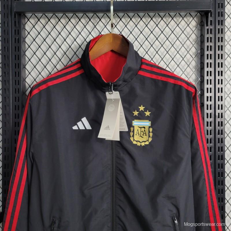 2023 Reversible 3-star Argentina Red/Black Windbreaker