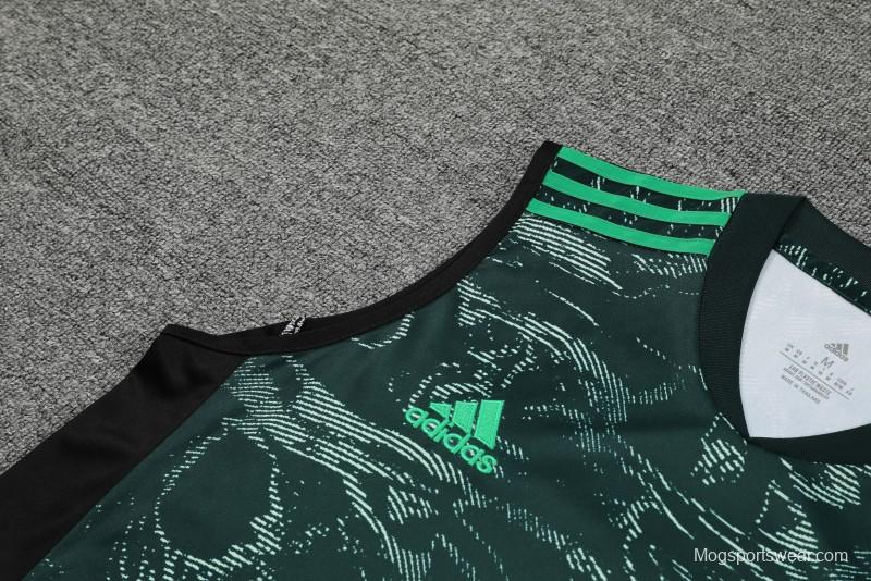 23-24 Real Madrid Black Green Pattern Vest Jersey+Shorts