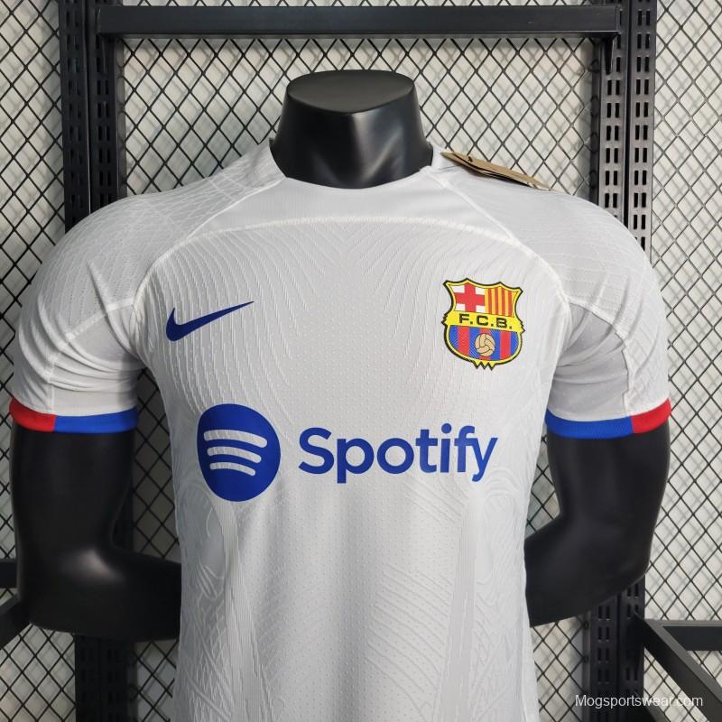 Player Version 23-24 Barcelona Away Grey Jersey