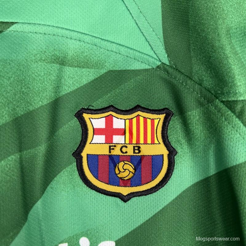 23/24 Kids Barcelona Goalkeeper Green Jersey Size 16-28