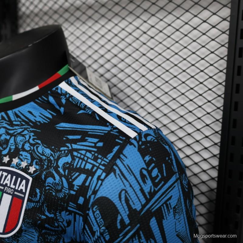 Player Version 2023 Italy Special Blue Black Jersey