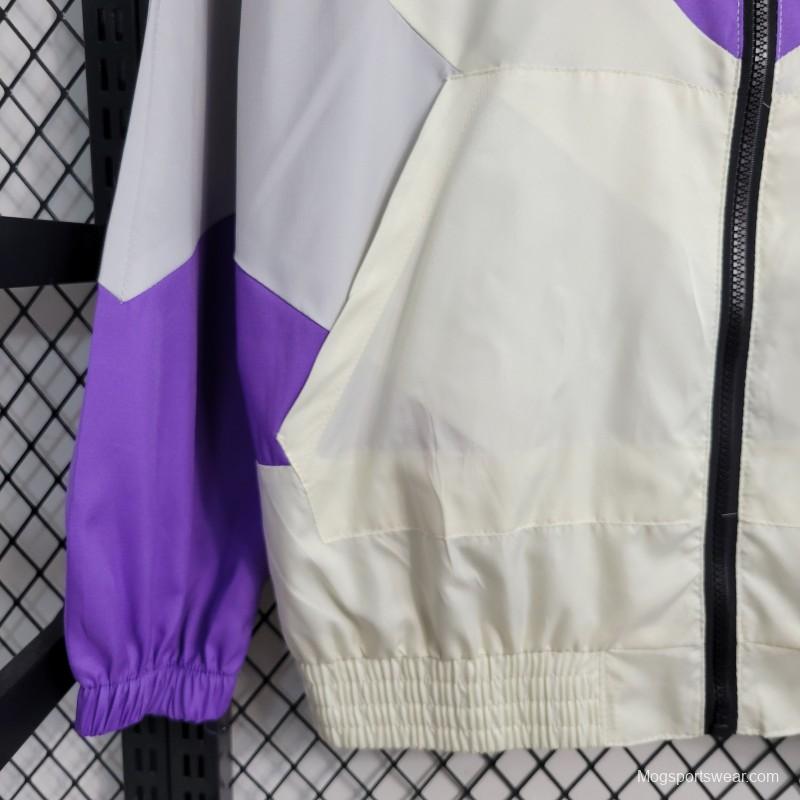 23-24 Real Madrid White Purple Windbreaker