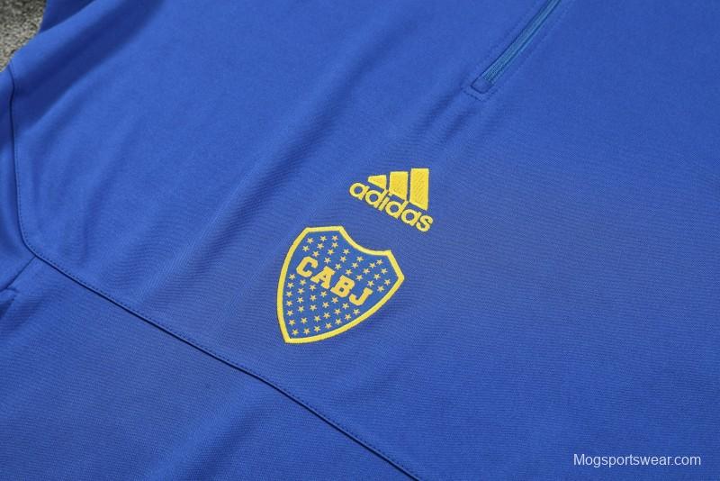 23/24 Boca Juniors Blue Black Half Zipper Hoodie Jacket +Pants