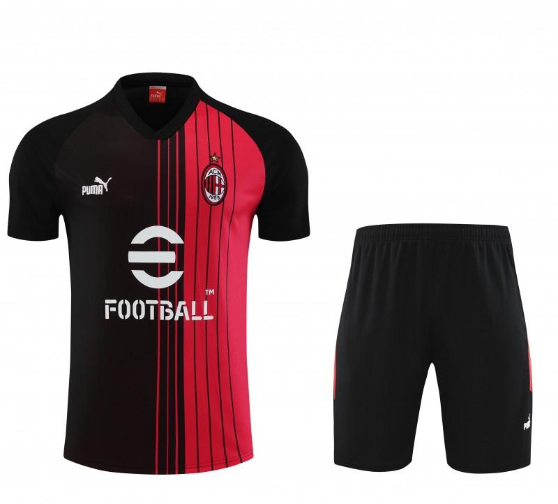 23 24 AC Milan Black Red Short Sleeve+Shorts