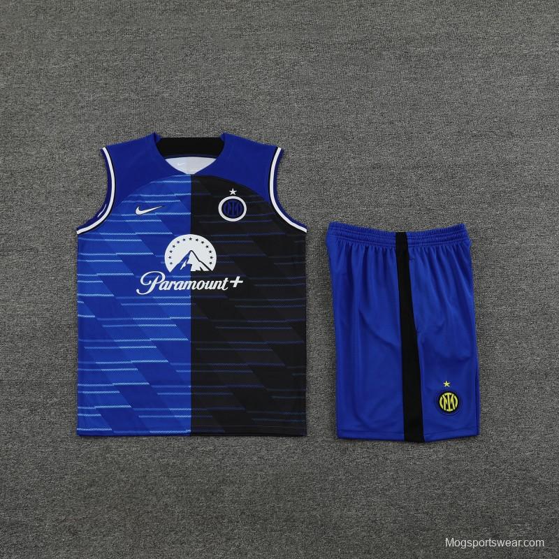 23/24 Inter Milan Blue Vest Jeresy+Shorts