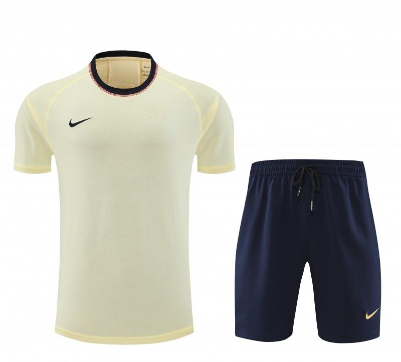 2024 Nike Beige Cotton Short Sleeve Jersey+Shorts