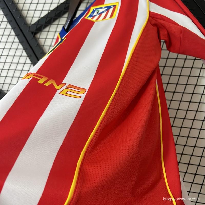 Retro 04/05 Long Sleeve Atletico Madrid Home Jersey