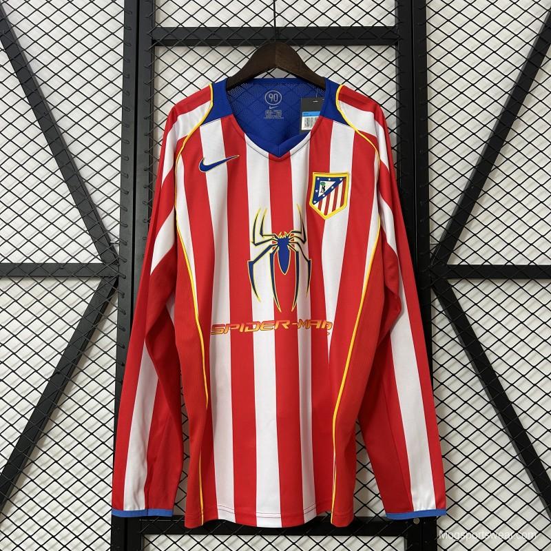 Retro 04/05 Long Sleeve Atletico Madrid Home Jersey