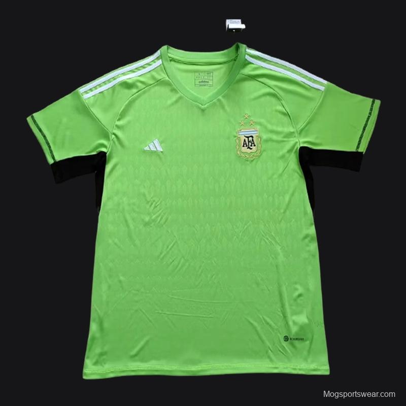 3 Stars 2023 Argentina Green E.Martinez Goalkeeper Final Match Jersey With Full Patches