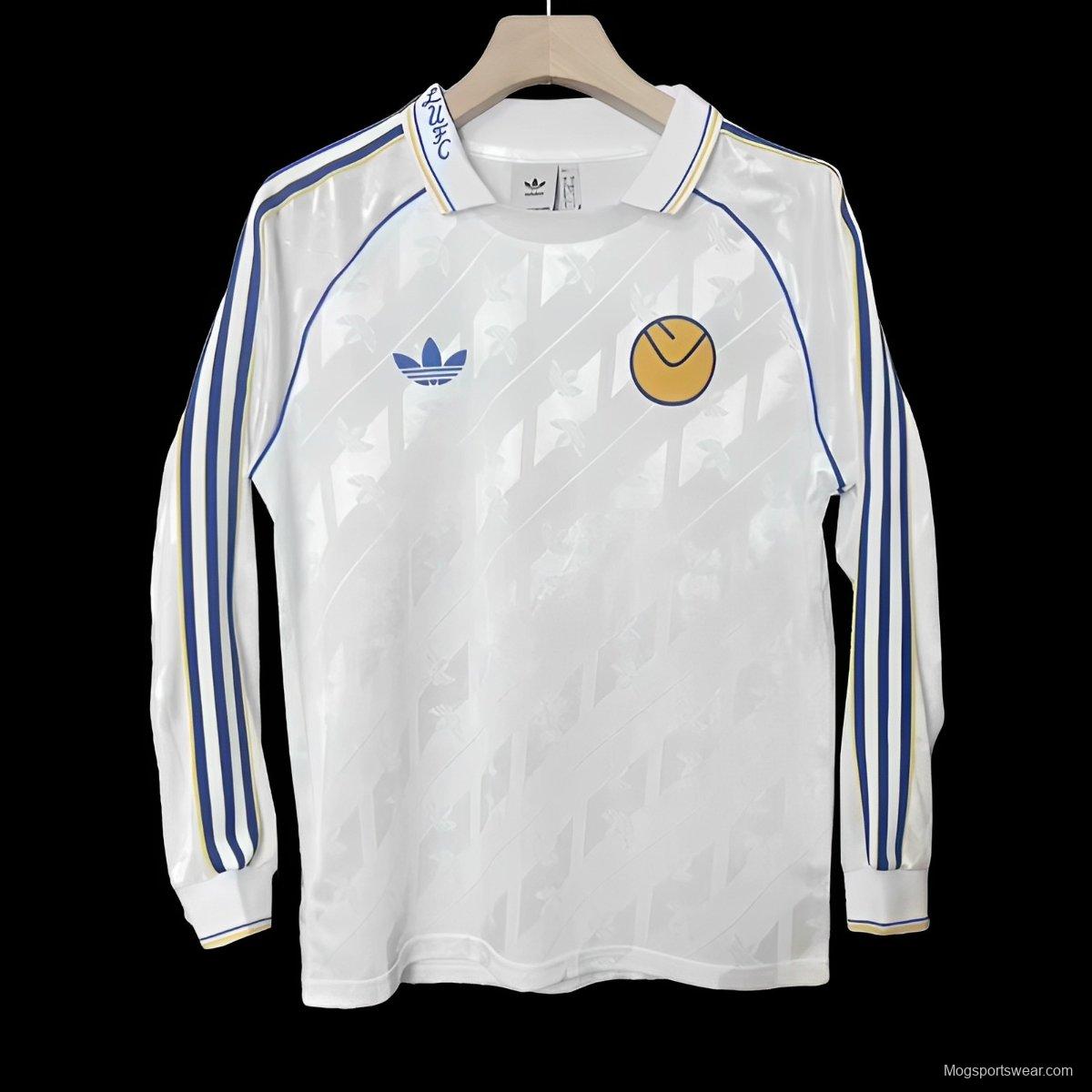 24/25 Leeds United  Adidas LFSTR Retro Long Sleeve White Jersey